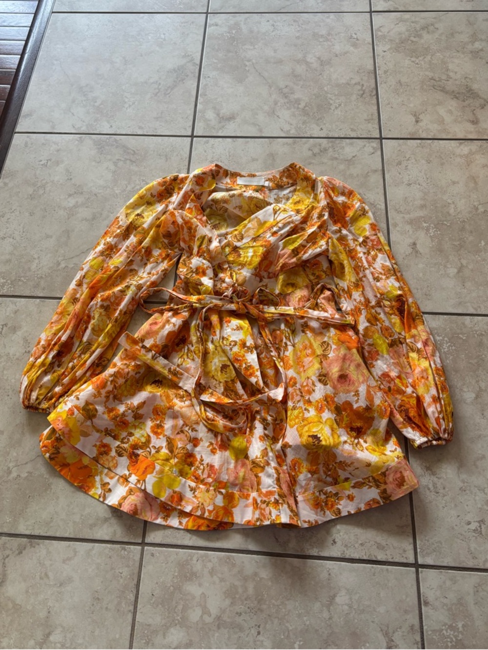 Zimmermann Raie Mini Dress in Yellow & Orange Floral - Picture 2 of 6